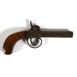 A 19th century pecussion cap muff pistol with octagonal barrel and wooden gripCondition ReportRust &