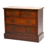 A late 19th century walnut chest of two short and two long graduated drawers on plinth base,