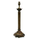A brass Corinthian column table lamp, 52cms (20.5ins) high.