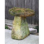 A staddle stone with mushroom top, 65cms (25.5ins) high.