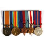 A court mounted WW1 & WW2 medal group consisting of the British War & Victory medals named to