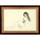 Betty Bowman - Resting Model - signed lower left, pen & wash , John Whibley Gallery label to