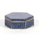A hexagonal lapis lazuli pill box, 4cms (1.5ins) wide.