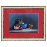 N Willaume - Still Life of Fruit, Bowls & Jugs - signed lower right, gouache, framed & glazed, 29 by