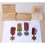 A WW2 medal group of four including the Burma Star together with medal certificate and other