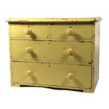 A Victorian painted pine chest of two short and two long graduated drawers, 86cms (34ins) wide.