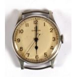 A Gentleman's stainless steel British Military Omega wristwatch, the white dial with Arabic