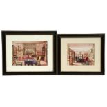 19th century school - two watercolour paintings of interior scenes at Pontesbury Rectory (