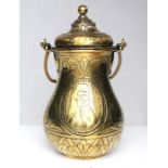 A 19th century Italian, possibly Venetian, engraved brass Situla decorated with a Cardinal and