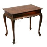 A rectangular mahogany silver table on cabriole legs, 74cms (29ins) wide.