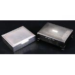 A silver tabletop cigarette box engraved 'NRG 24/08/74', London 1972, 10cms (4ins) wide; together