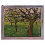 French Impressionist school - Figure in a Spring Orchard - oil on canvas, framed, 47 by 36cms (18.