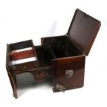 An early 20th century mahogany veterinary case with concertina action enclosing a sectioned