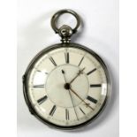 A Victorian silver cased open face pocket watch, the white enamel dial with Roman numerals, London