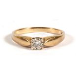 A 9ct gold diamond solitaire ring, approx UK size 'M'.