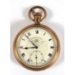 A George IV Thomas Russell & Son, Liverpool, 'Tempus Fugit' open faced pocket watch, the enamel dial