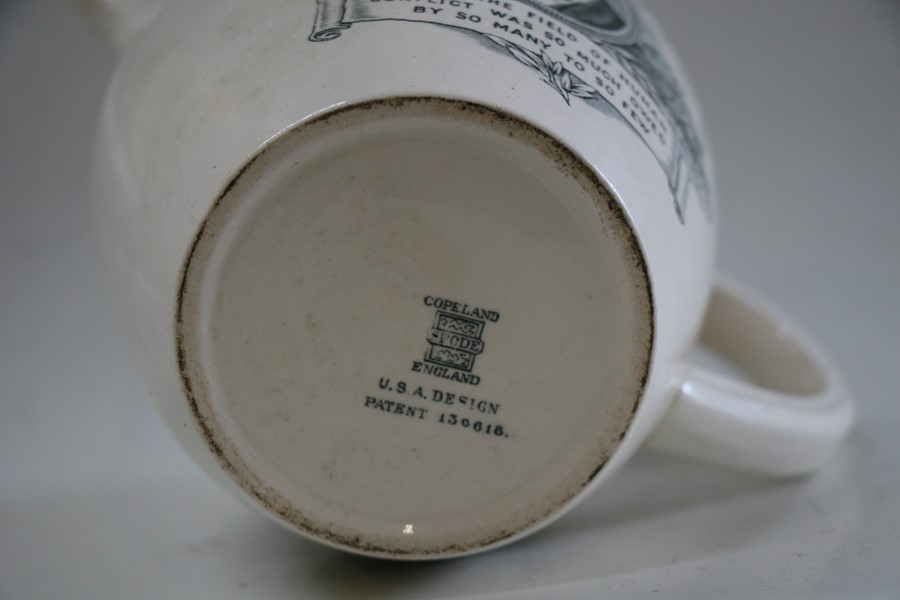 A 1940's Copeland Spode creamware jug decorated with a portrait of Winston Churchill and his - Image 9 of 10