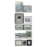 A quantity of pictures, prints and engravings, to include a map 'Nord-See'.