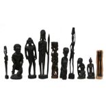 A group of African tribal hardwood figures, the largest 36cms (14ins) high (10).