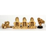 A late 19th / early 20th century Japanese marine carved ivory group depicting three kneeling