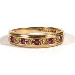 A 9ct gold ruby & diamond ring, approx UK size 'N'.