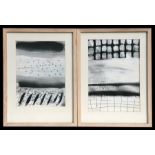 Patricia Lomax (British b1940) - Barbed Fence - and - Grazing - two abstract studies, mixed media,