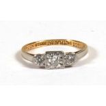 An 18ct gold & platinum diamond ring, approx UK size 'L'.Condition Report Good condition