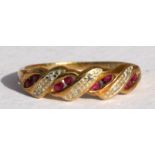 A 9ct gold diamond & ruby ring, approx UK size 'N'.