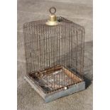 An early 20th century square form parrot cage, 42cms (16.25ins).