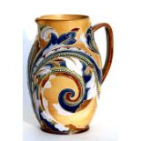 A late 19th Doulton Lambeth Mark V Marshall Design jug decorated with stylised flowers with