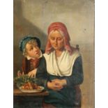 Early 19th century school - A Young Boy Stealing Fruit - oil on panel, framed, 19 by 26cms (7.5 by
