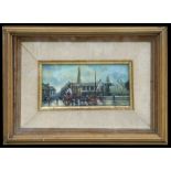 Continental School - Parisian Scene with Figures by a Fountain - oil on panel, framed & glazed, 19