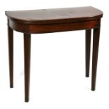 A 19th century mahogany demi-lune card table, 84cms (33ins) wide.