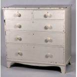 A Regency painted pine chest with two short and three long graduated drawers, 109cms (43ins) wide.