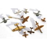 An assortment of 10 mainly WW2 Spitfire Fund lapel badges together with other aircraft badges. The