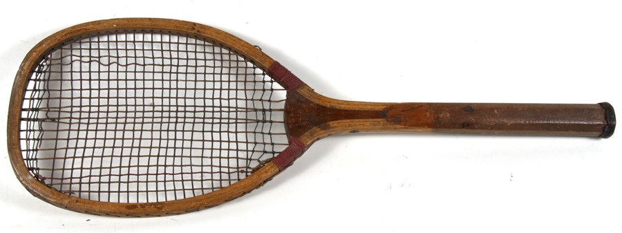 A Walter Locke & Co. Calcutta vintage tennis racquet, 69cms (27.25ins) long.