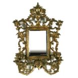 A gilt brass twin-arm girondelle wall mirror, 35cms (13.75ins) high.