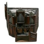A late 19th century scratch built novelty church collection box in the form of a church organ, 33cms