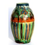 An early 20th century Belgium Art Pottery vase, 37cms (14.5ins) high.