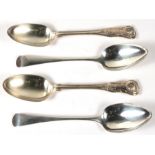 Two pairs of early 19th century silver table spoons with makers mark for Samuel Godbehere, Edward