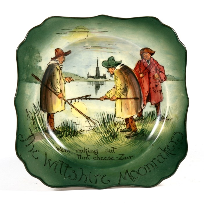 A Royal Doulton 'The Wiltshire Moonraker's' square form plate, 20cms (8ins) wide.