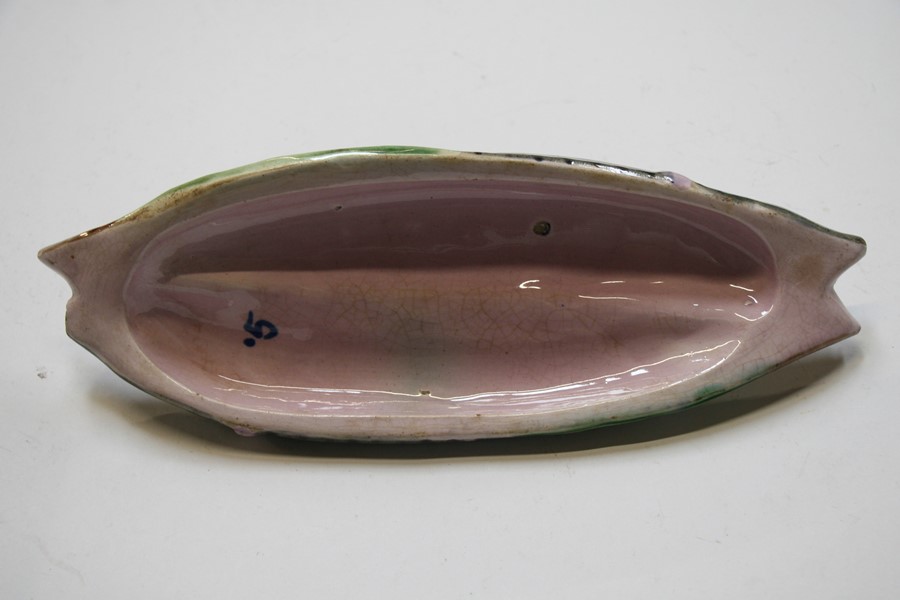 A 19th century majolica sardine dish and cover, 32cms (12.5ins) wide.Condition Report Loss to - Image 5 of 6