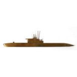 A WW1 trench art brass silhouette of the Imperial German U Boat submarine SM U-35. 38cms (15ins)