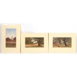 D Stafford, three landscape painting, watercolours, unframed, 13.5 by 25cms (5.25 by 9.75ins) (3).
