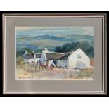 Irish / Scottish School - Croft in a Landscape - indistinctly signed lower left, watercolour, framed