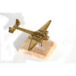 A brass model of the WW2 Handley Page Hampden medium bomber mounted on a marble base. Wingspan 18cms