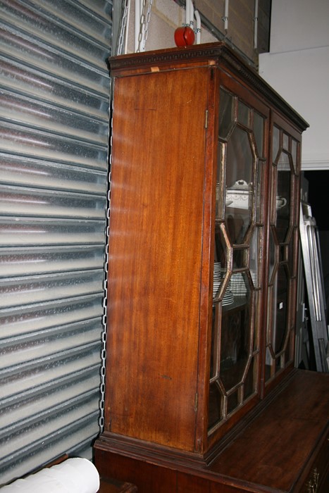 A 19th century mahogany secretaire bookcase, the astragal glazed doors enclosing a shelved interior, - Image 10 of 24