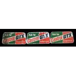 Three Castrol GTX tin advertising signs, 70cms (27.5ins) wide (3).