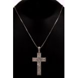 A Victorian silver crucifix, Birmingham 1883, 5cms (2ins) high, on a box link silver chain.