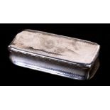 An early 19th century silver snuff box inscribed inside the lid 'Third Prize Second Time Over,